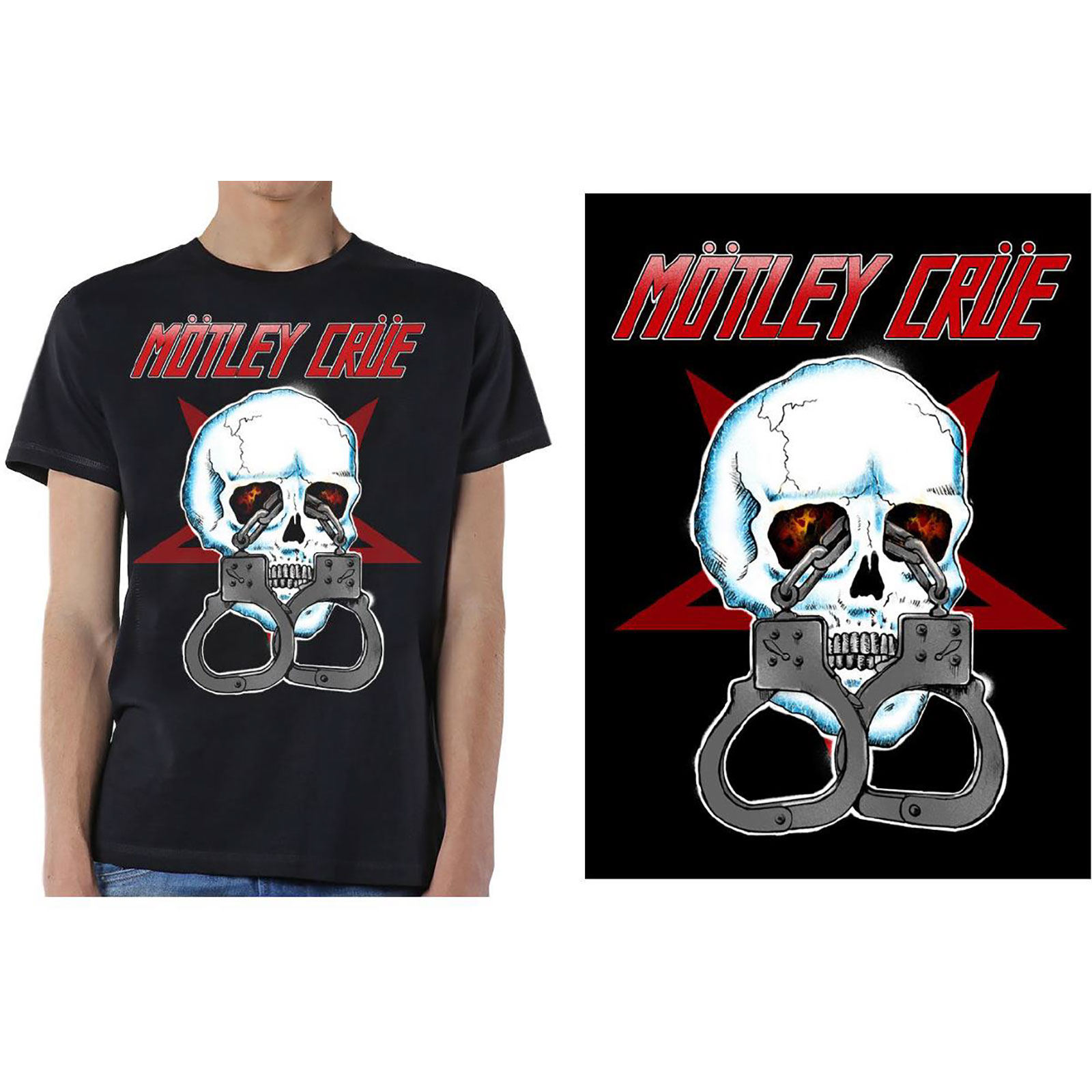 MOTLEY CRUE / SKULL CUFFS 2 T-SHIRT (L)