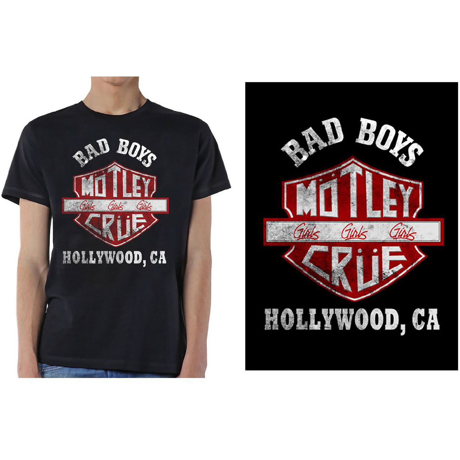 MOTLEY CRUE / BAD BOYS SHIELD T-SHIRT (L)