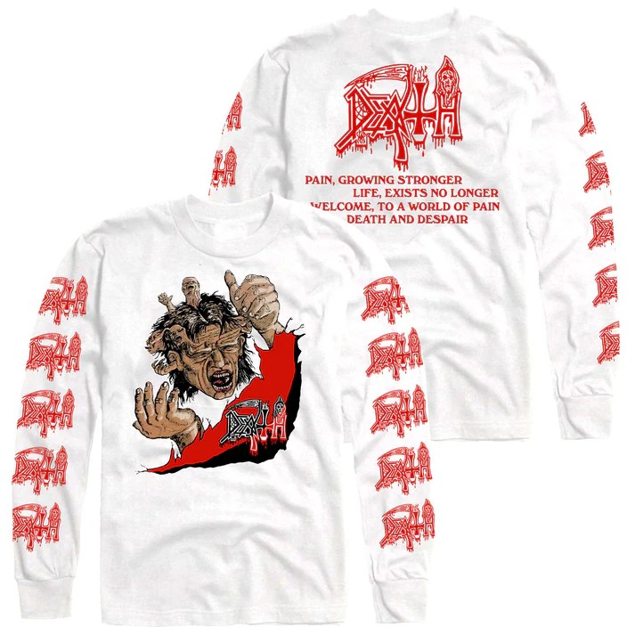 DEATH / Denial Of Life (Long Sleeve White T-Shirt + Back Print)